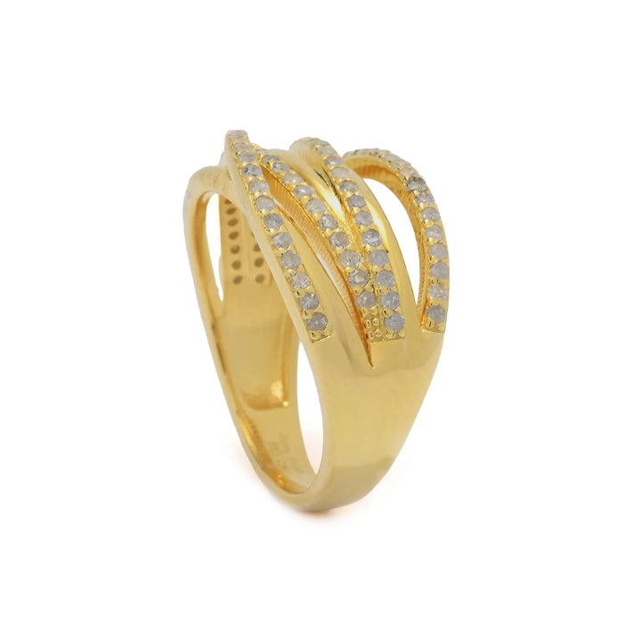 0.5 Cts White Diamond Multi Row Ring in 18K Gold Plated 925 Sterling Silver