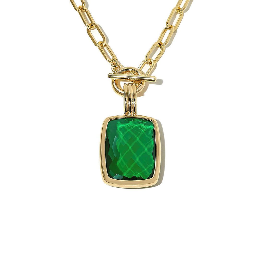 26.52 Cts Green Quartz Chain Necklace in Brass