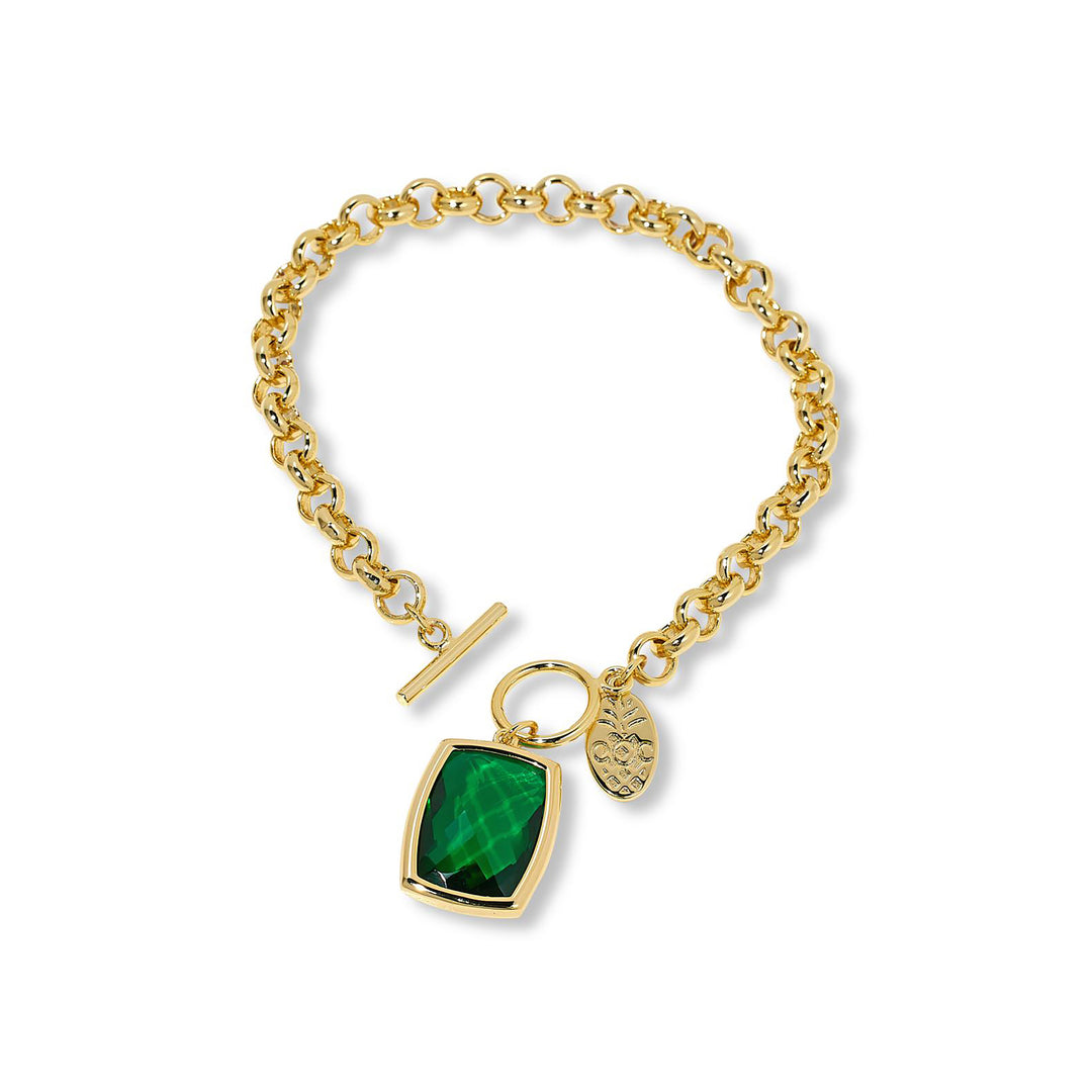 12.56 Cts Green Quartz Chain Bracelet in Brass