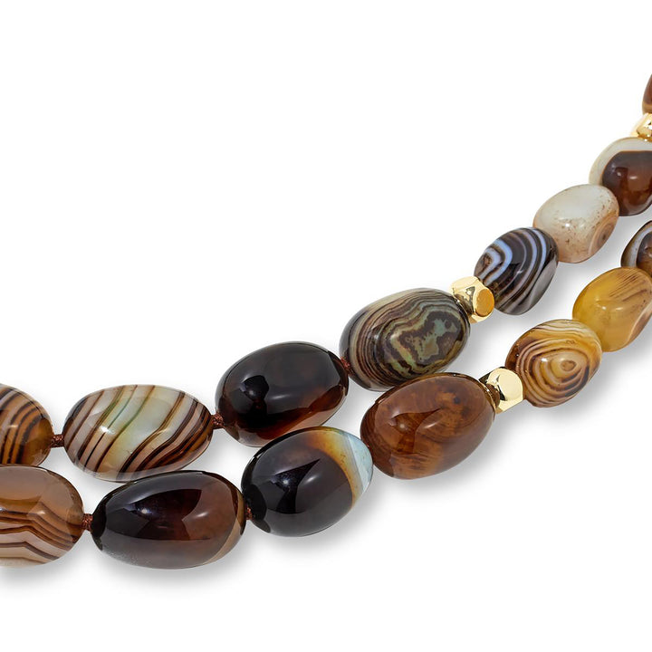 675 Cts Agate Beaded Necklace in Brass