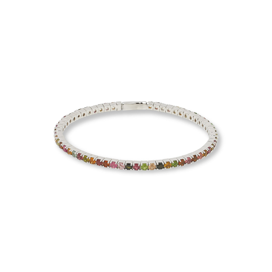 6.45 Cts Tourmaline Tennis Bracelet in 925 Sterling Silver