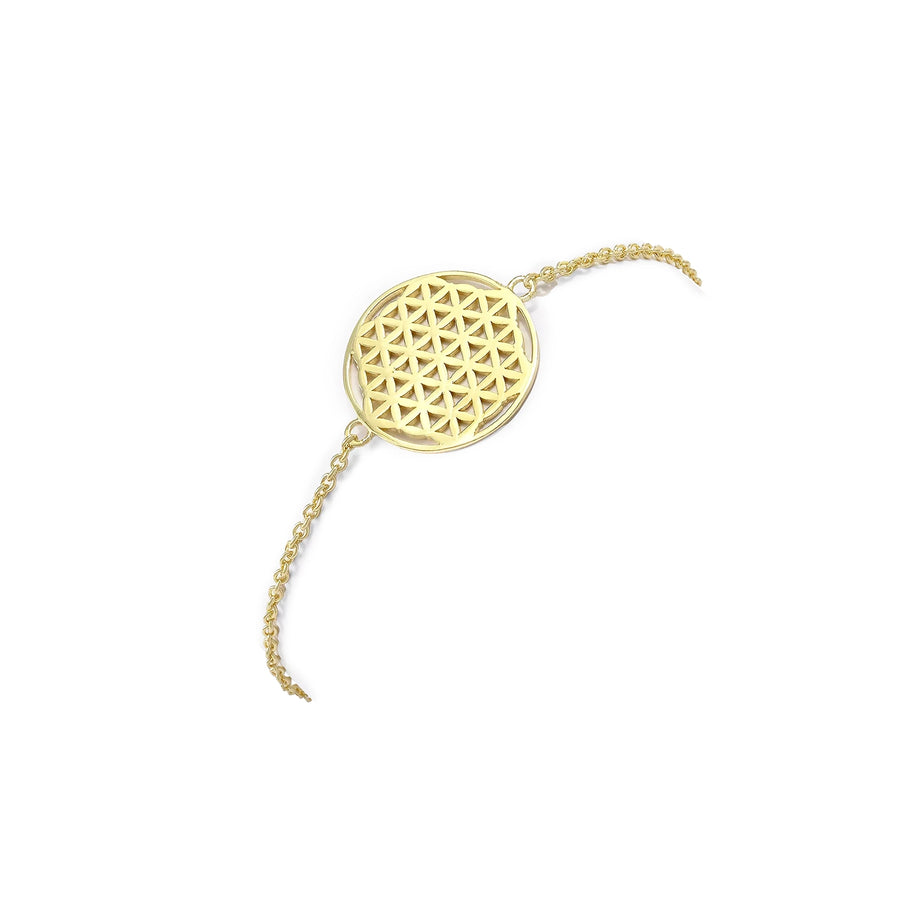 Flower of Life Bracelet in Yellow Gold Plated 925 Sterling Silver