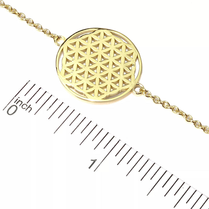 Flower of Life Bracelet in Yellow Gold Plated 925 Sterling Silver