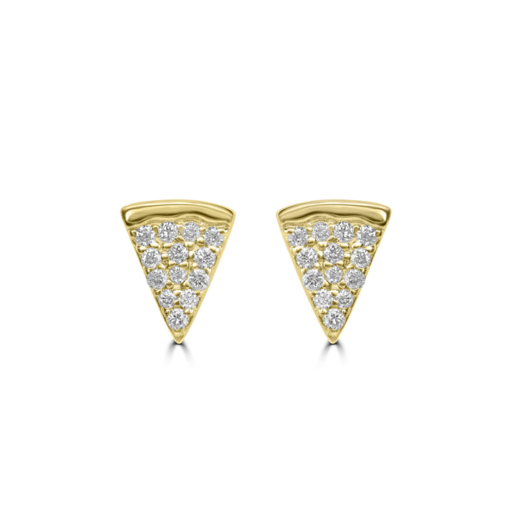 0.11 Cts White Diamond PIZZA Earring in 14K Yellow Gold
