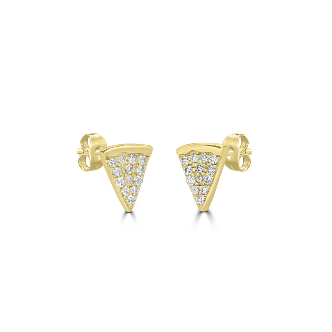 0.11 Cts White Diamond PIZZA Earring in 14K Yellow Gold