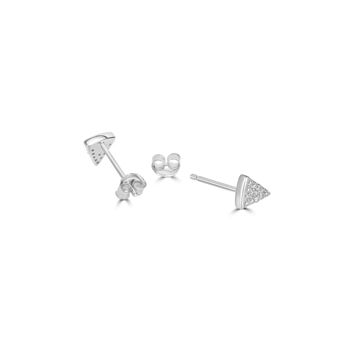 0.11 Cts White Diamond PIZZA Earring in 14K White Gold