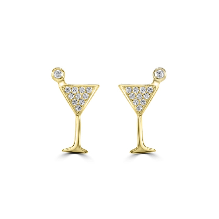 0.10 Cts White Diamond MARTINI Earring in 14K Yellow Gold