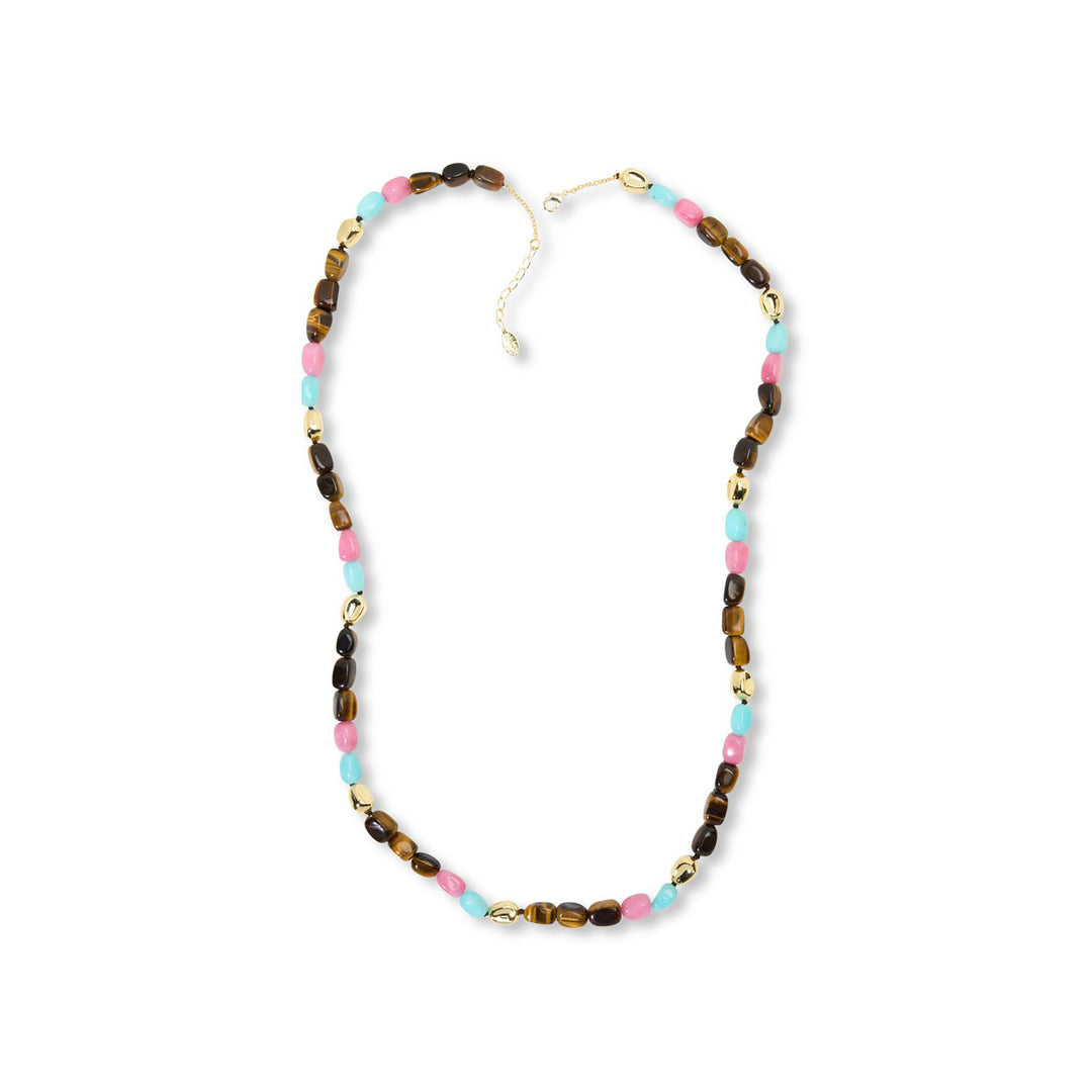 800 Cts Multi Gemstone Beaded Necklace in Brass