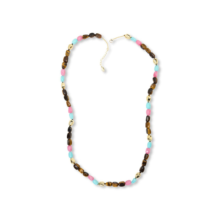 800 Cts Multi Gemstone Beaded Necklace in Brass