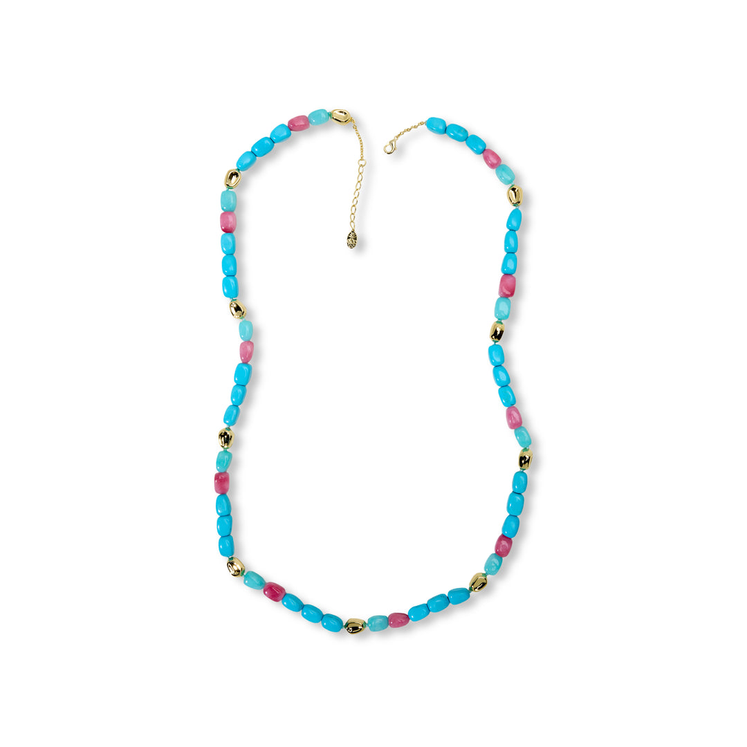 760 Cts Multi Gemstone Beaded Necklace in Brass