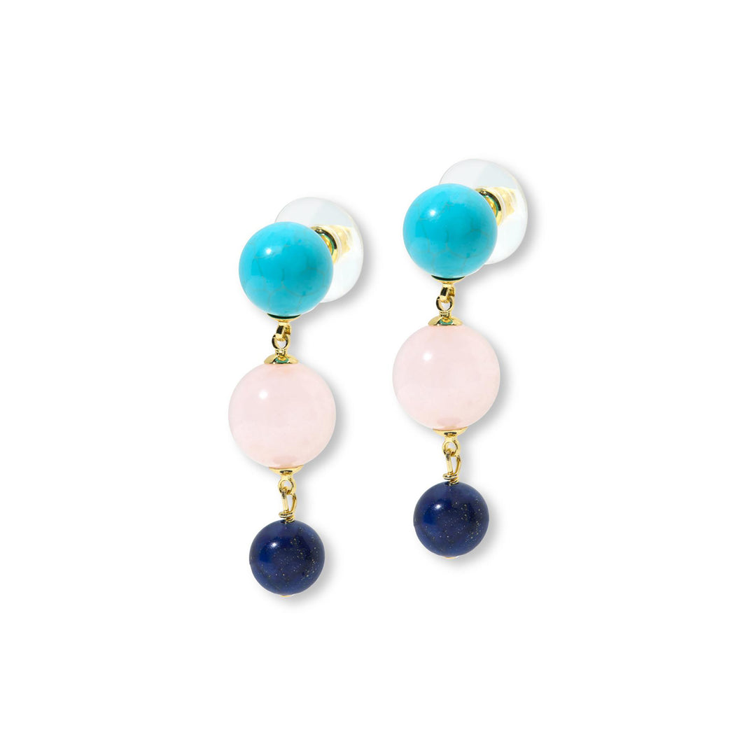 49 Cts Multi Gemstone Dangle Earring in Brass