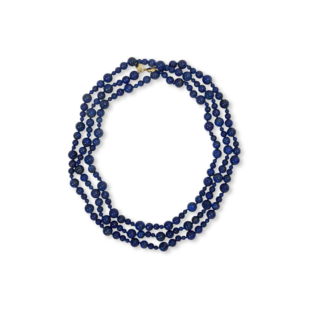 814 Cts Lapis Lazuli Beaded Necklace in Brass