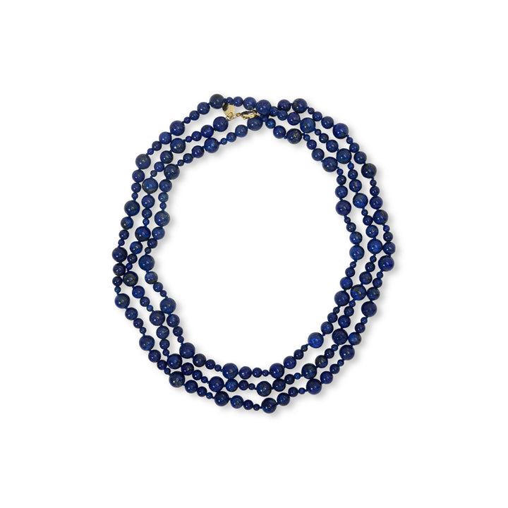 814 Cts Lapis Lazuli Beaded Necklace in Brass