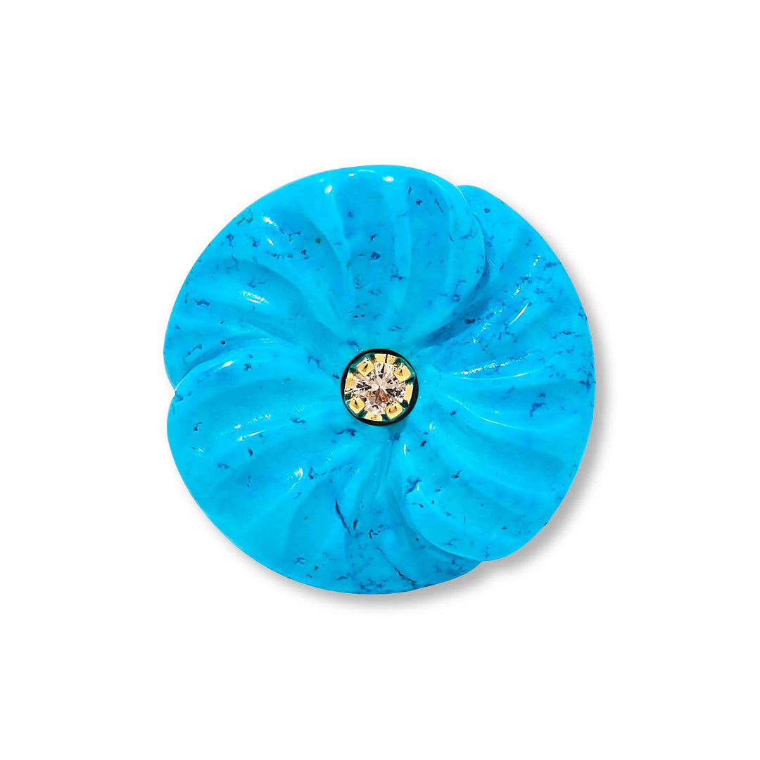 34.50 Cts Turquoise Flower Ring in Brass