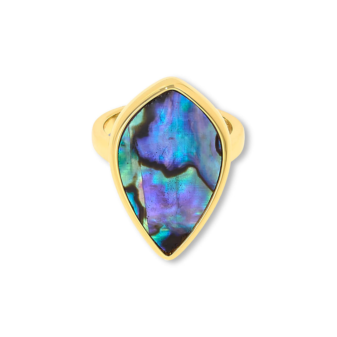 6.65 Cts Purple Abalone Statement Ring in Brass