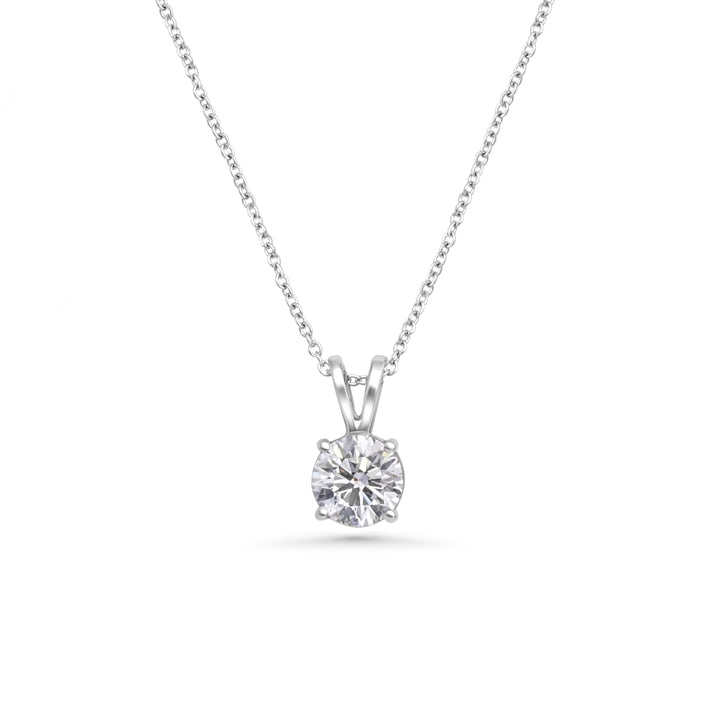 Round Lab Grown Diamond Solitaire Pendant in 14K White Gold