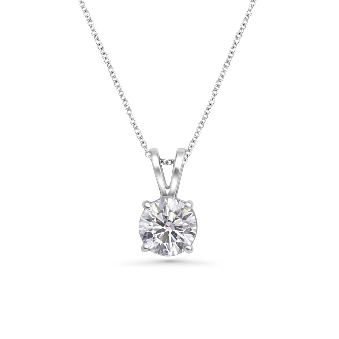 Round Lab Grown Diamond Solitaire Pendant in 14K White Gold