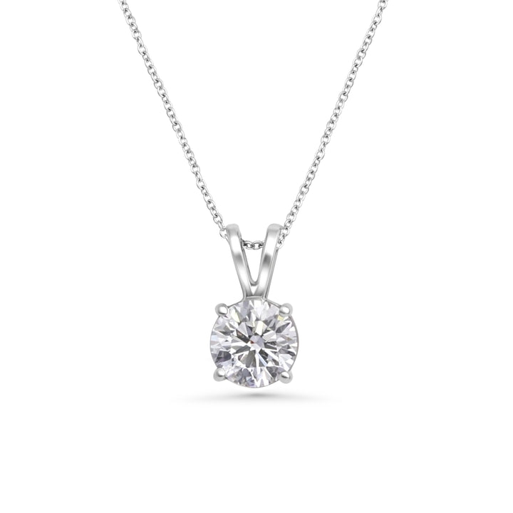 Round Lab Grown Diamond Solitaire Pendant in 14K White Gold