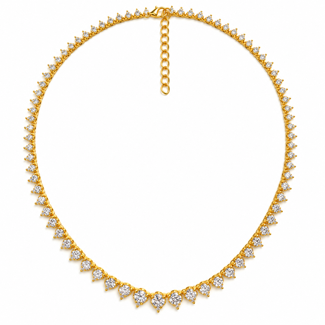 18.00 DEW Moissanite Necklace in 925 Yellow Gold Plated