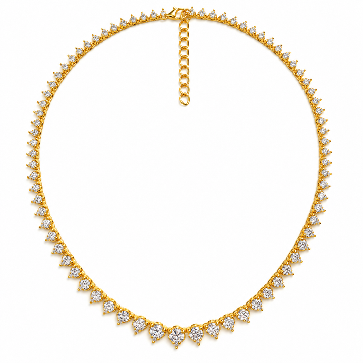 18.00 DEW Moissanite Necklace in 925 Yellow Gold Plated