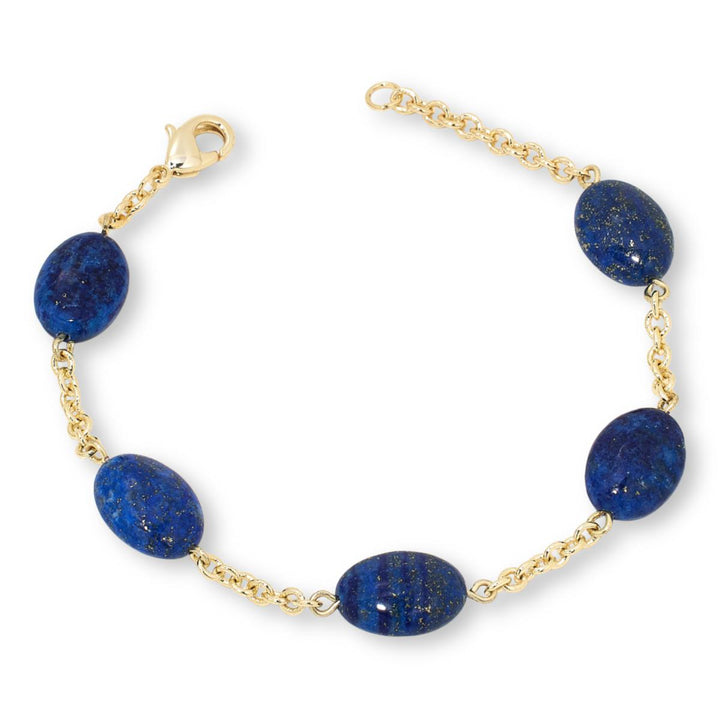 7.26 Cts Lapis Bracelet in 14K Yellow Gold Over Brass