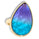 19.07 Cts Purple/Blue Quartz Statement Ring in 14K Yellow Gold Over Brass