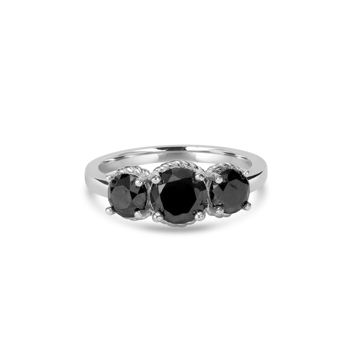 2.03 Ctw Black Diamond Ring in 925 Sterling Silver