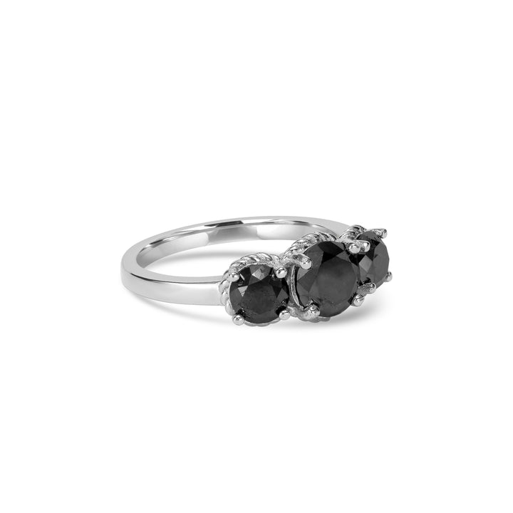 2.03 Ctw Black Diamond Ring in 925 Sterling Silver