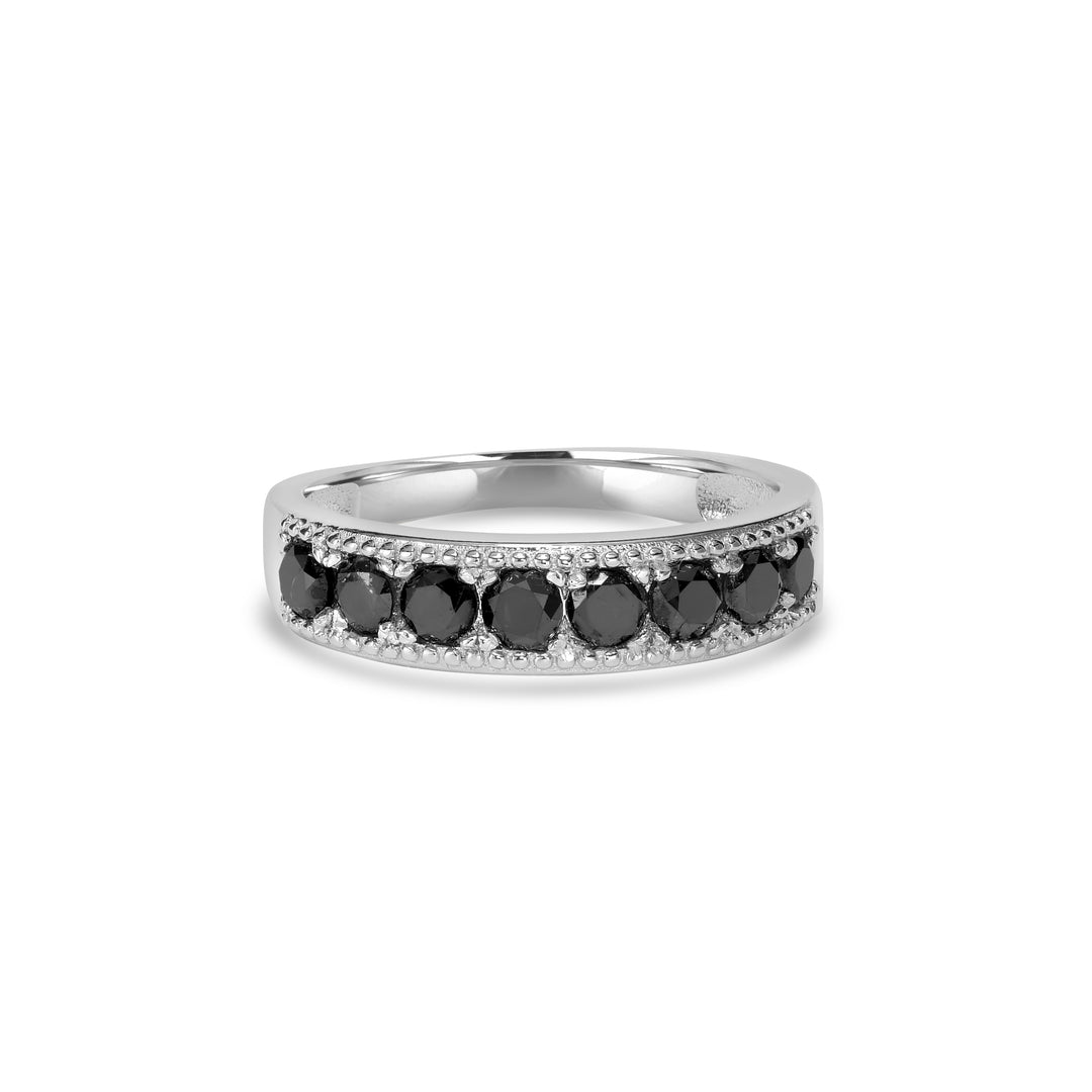 0.98 Ctw Black Diamond Ring in 925 Sterling Silver