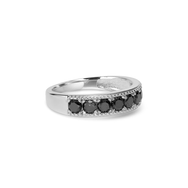 0.98 Ctw Black Diamond Ring in 925 Sterling Silver