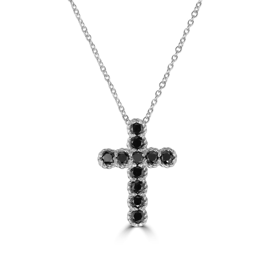1.07 Ctw Black Diamond Pendant in 925 Sterling Silver