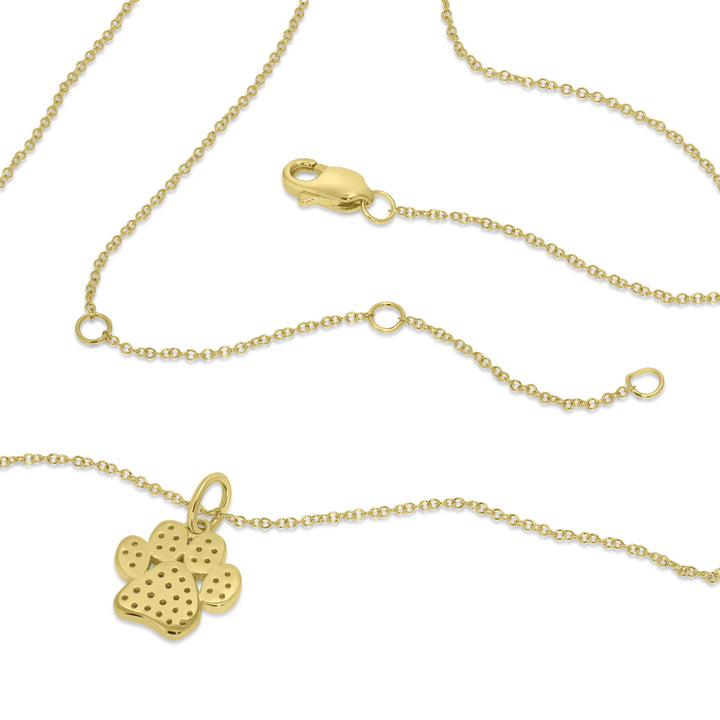 0.17 Cts White Diamond PAW Pendant in 14K Yellow Gold