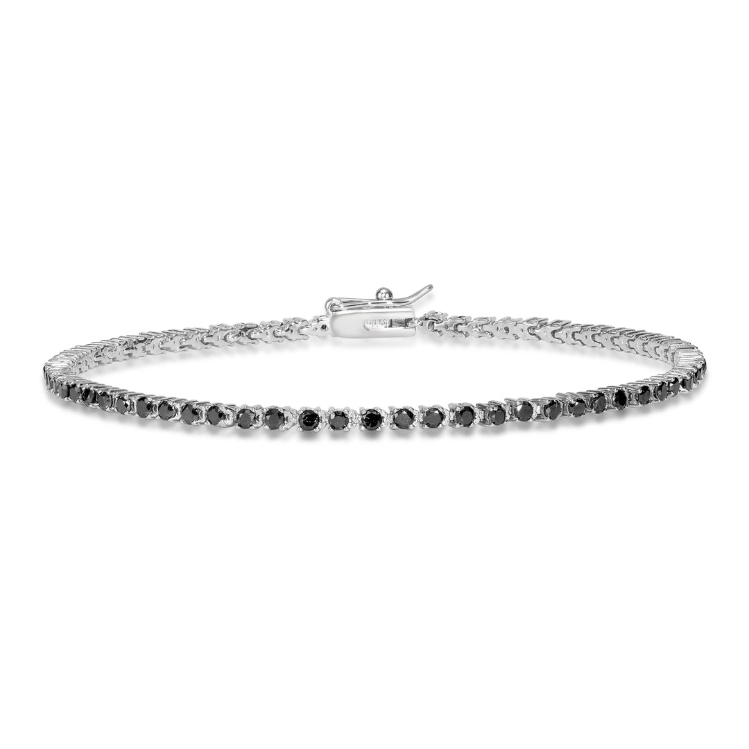 2.27 Ctw Black Diamond Necklace in 925 Sterling Silver