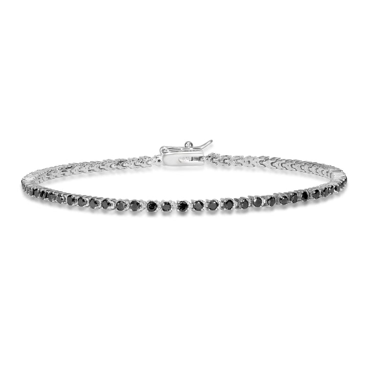 2.27 Ctw Black Diamond Necklace in 925 Sterling Silver