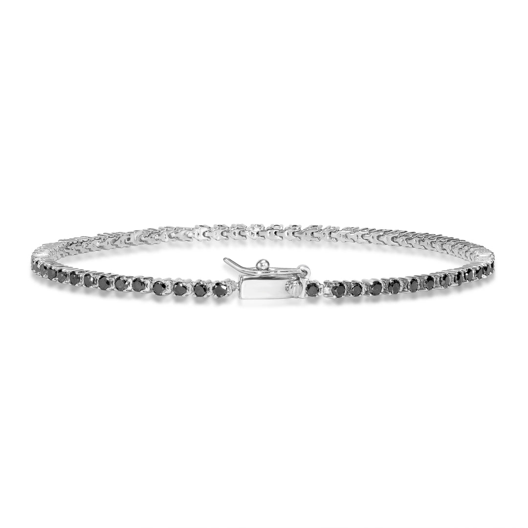 2.27 Ctw Black Diamond Necklace in 925 Sterling Silver