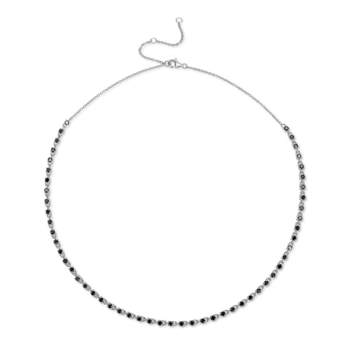 2.80 Ctw Black Diamond Necklace in 925 Sterling Silver