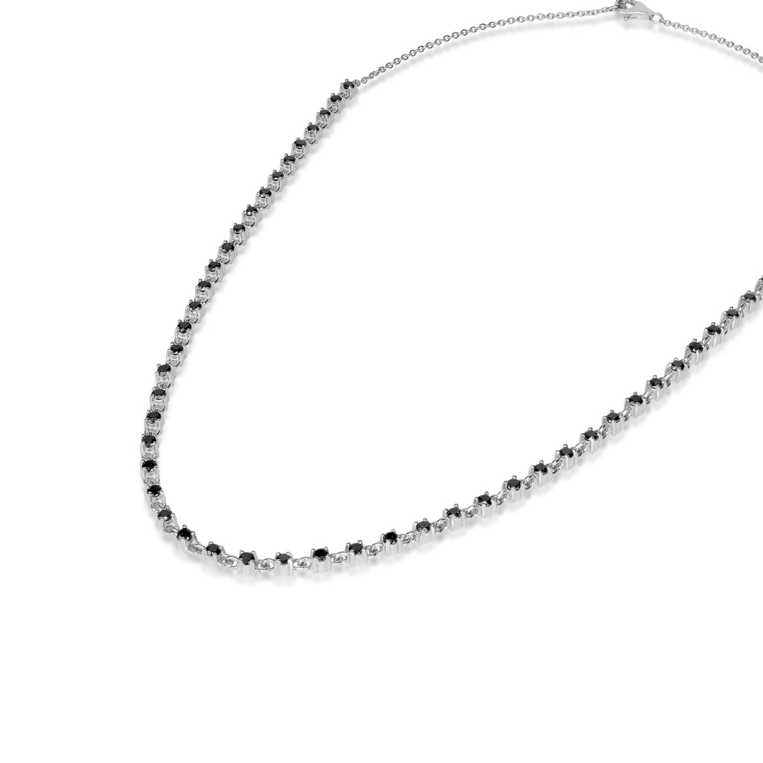 2.80 Ctw Black Diamond Necklace in 925 Sterling Silver