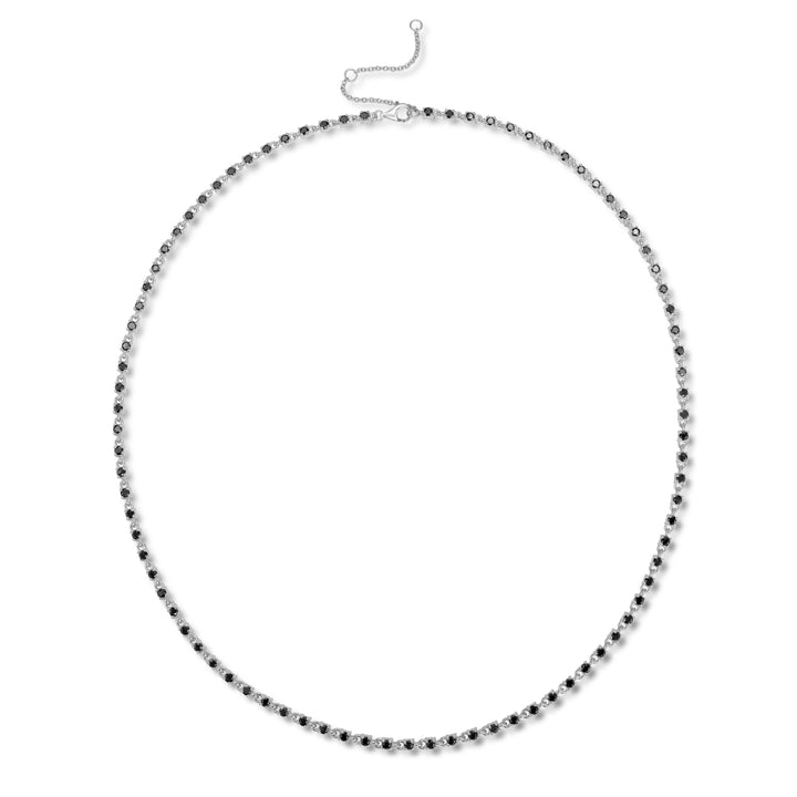 4.59 Ctw Black Diamond Necklace in 925 Sterling Silver