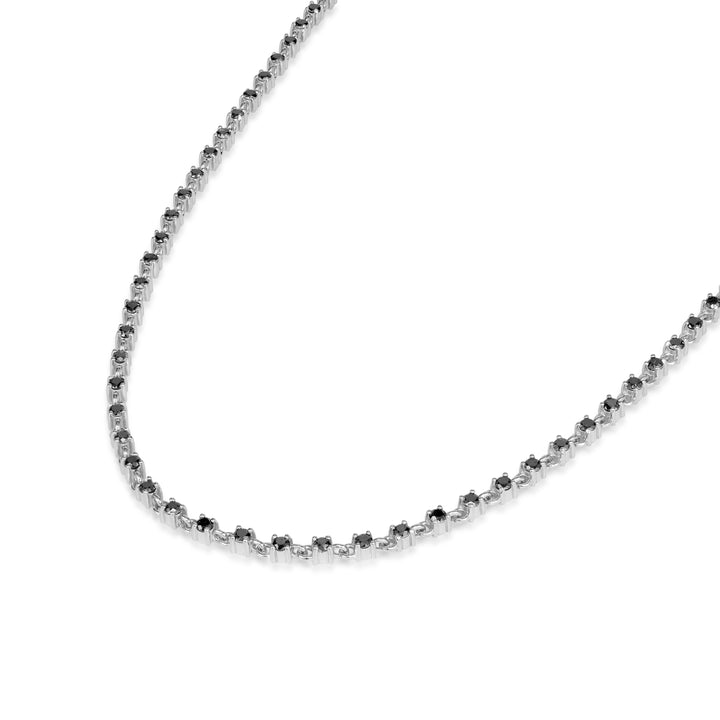 4.59 Ctw Black Diamond Necklace in 925 Sterling Silver