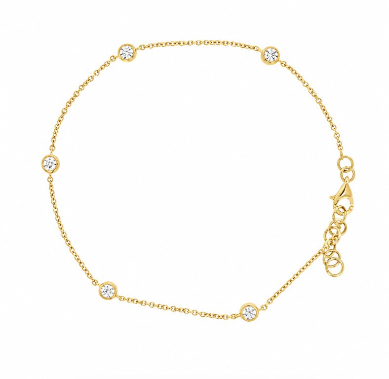1.00 Ctw Lab Grown Diamond Station Bracelet in 925 Yellow Gold Plated