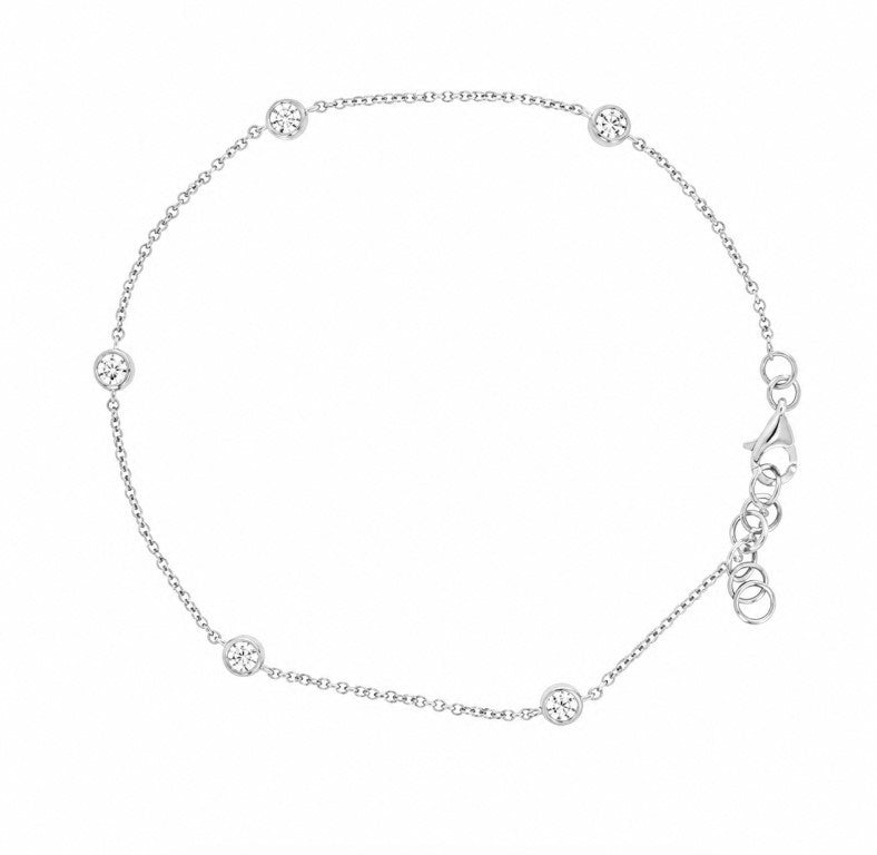 1.00 Ctw Lab Grown Diamond Station Bracelet in 925 Platinum Plated