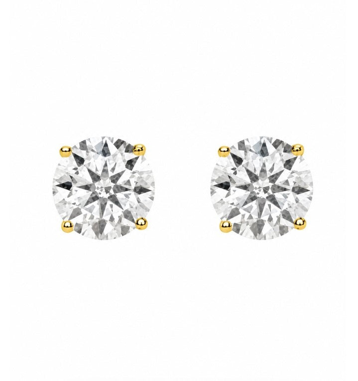 1.03 Ctw Lab Grown Diamond Solitaire Earring in 925 Yellow Gold Plated