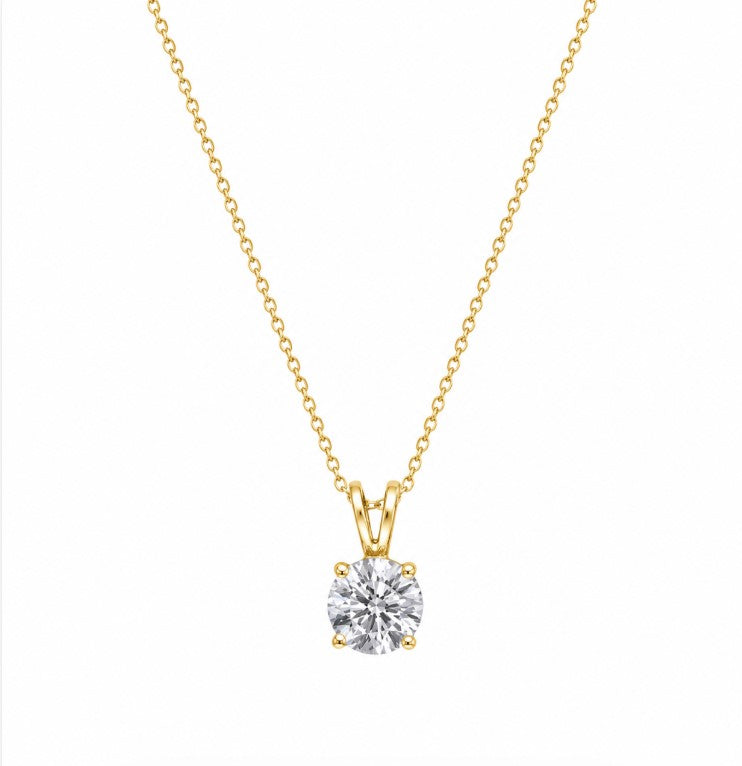 1.01 Ctw Lab Grown Diamond Solitaire Pendant in 925 Yellow Gold Plated