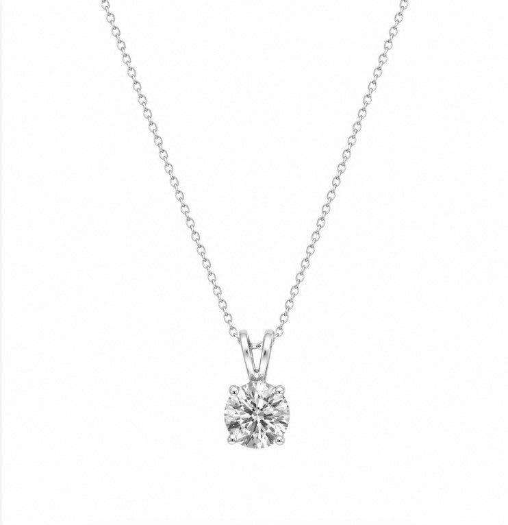 1.01 Ctw Lab Grown Diamond Solitaire Pendant in 925 Platinum Plated