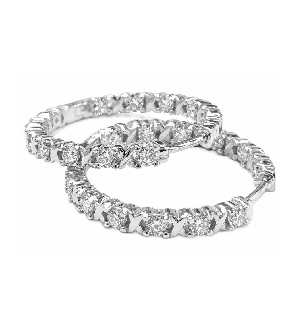 0.56 Ctw Lab Grown Diamond Hoop Earring in 925 Platinum Plated