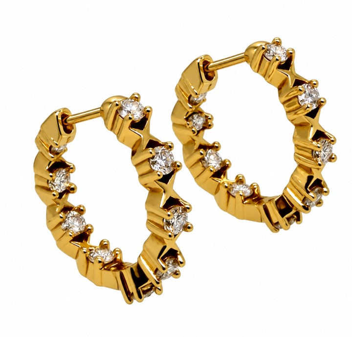 0.84 Ctw Lab Grown Diamond Hoop Earring in 925 Yellow Gold Plated