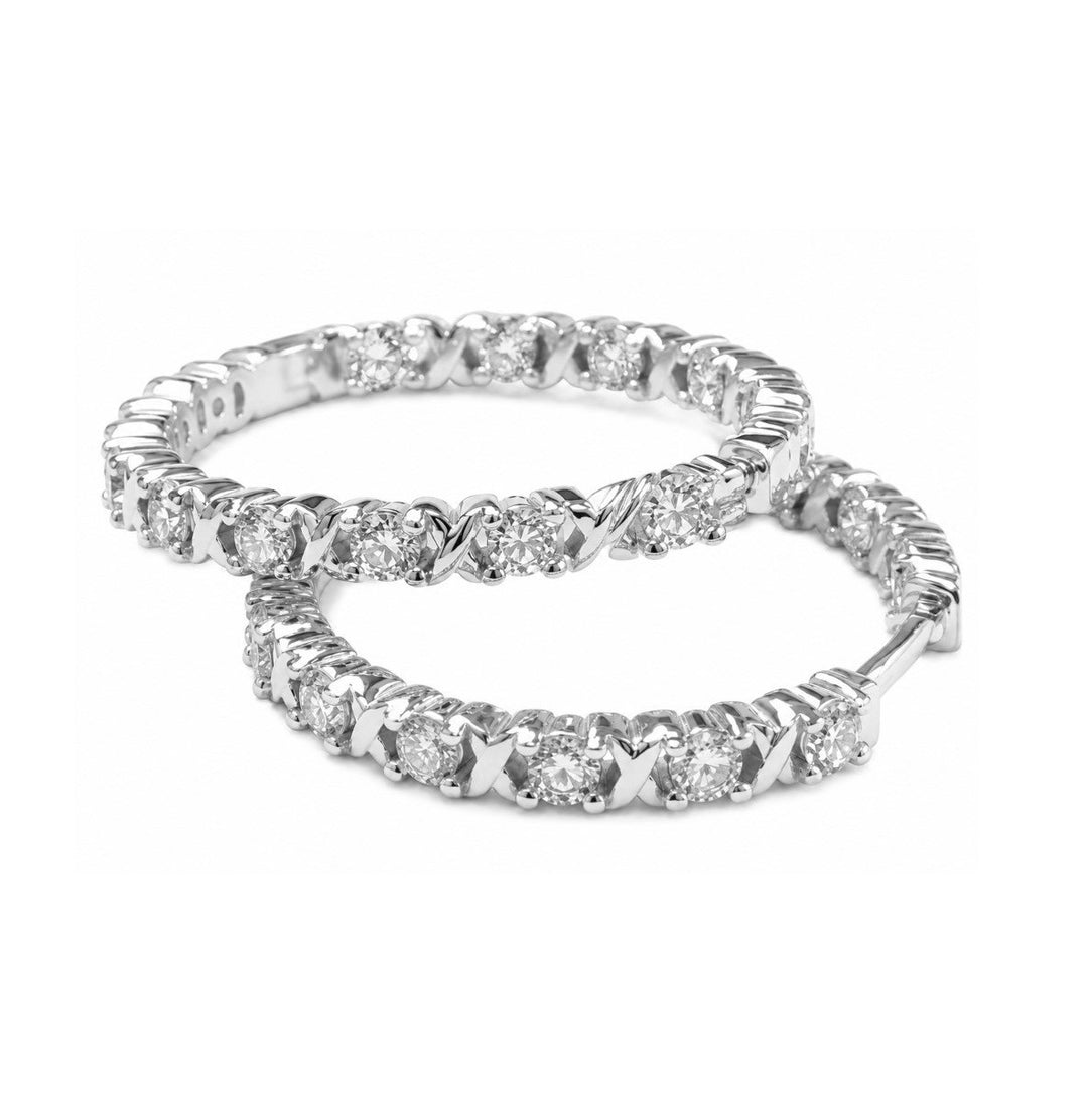 0.84 Ctw Lab Grown Diamond Hoop Earring in 925 Platinum Plated