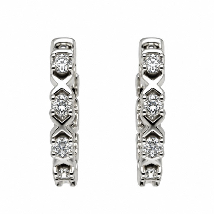 0.84 Ctw Lab Grown Diamond Hoop Earring in 925 Platinum Plated