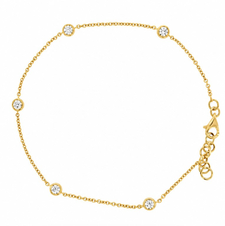 0.57 Ctw Lab Grown Diamond Station Bracelet in 925 Yellow Gold Plated