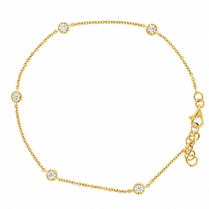 0.57 Ctw Lab Grown Diamond Station Bracelet in 925 Yellow Gold Plated
